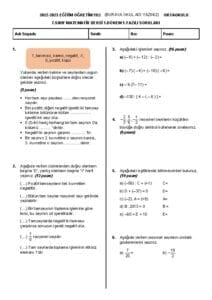 7.Sınıf Matematik 1.Dönem 1.Yazılı Soruları