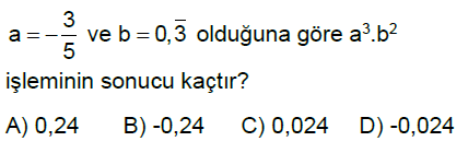 7.Sınıf Rasyonel Sayılarla Çok Adımlı İşlemler Online Test