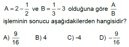 7.Sınıf Rasyonel Sayılarla Çok Adımlı İşlemler Online Test