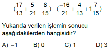 7.Sınıf Rasyonel Sayılarla Çok Adımlı İşlemler Online Test