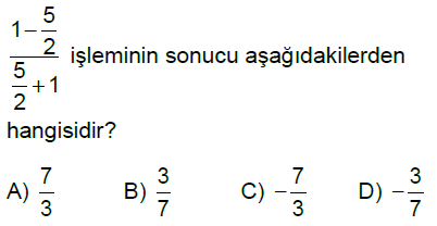 7.Sınıf Rasyonel Sayılarla Çok Adımlı İşlemler Online Test