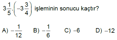 7.Sınıf Rasyonel Sayılarla Çarpma ve Bölme İşlemi Online Test