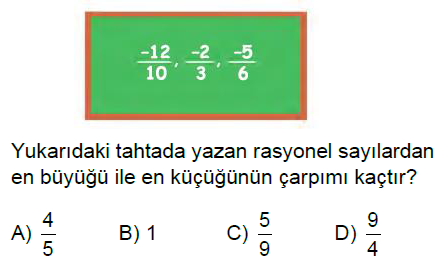 7.Sınıf Rasyonel Sayılarla Çarpma ve Bölme İşlemi Online Test