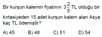 7.Sınıf Rasyonel Sayı Problemleri Online Test