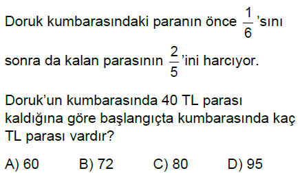 7.Sınıf Rasyonel Sayı Problemleri Online Test