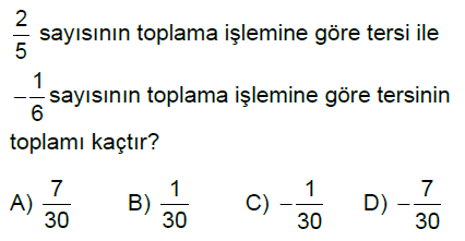 7.Sınıf Rasyonel Sayılarla Toplama ve Çıkarma İşlemi Online Test