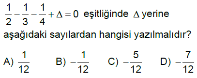 7.Sınıf Rasyonel Sayılarla Toplama ve Çıkarma İşlemi Online Test