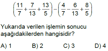 7.Sınıf Rasyonel Sayılarla Toplama ve Çıkarma İşlemi Online Test