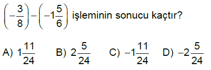 7.Sınıf Rasyonel Sayılarla Toplama ve Çıkarma İşlemi Online Test