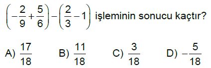 7.Sınıf Rasyonel Sayılarla Toplama ve Çıkarma İşlemi Online Test