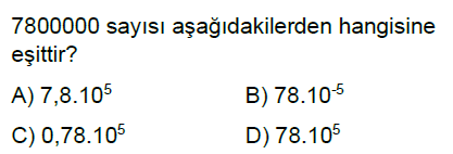 8.Sınıf 10'un Kuvvetleri ve Bilimsel Gösterim Online Test