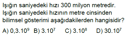 8.Sınıf 10'un Kuvvetleri ve Bilimsel Gösterim Online Test