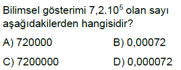 8.Sınıf 10'un Kuvvetleri ve Bilimsel Gösterim Online Test