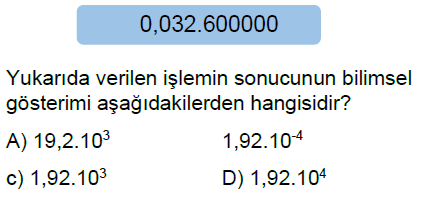 8.Sınıf 10'un Kuvvetleri ve Bilimsel Gösterim Online Test