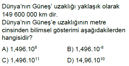 8.Sınıf 10'un Kuvvetleri ve Bilimsel Gösterim Online Test