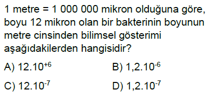 8.Sınıf 10'un Kuvvetleri ve Bilimsel Gösterim Online Test