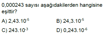 8.Sınıf 10'un Kuvvetleri ve Bilimsel Gösterim Online Test