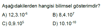 8.Sınıf 10'un Kuvvetleri ve Bilimsel Gösterim Online Test