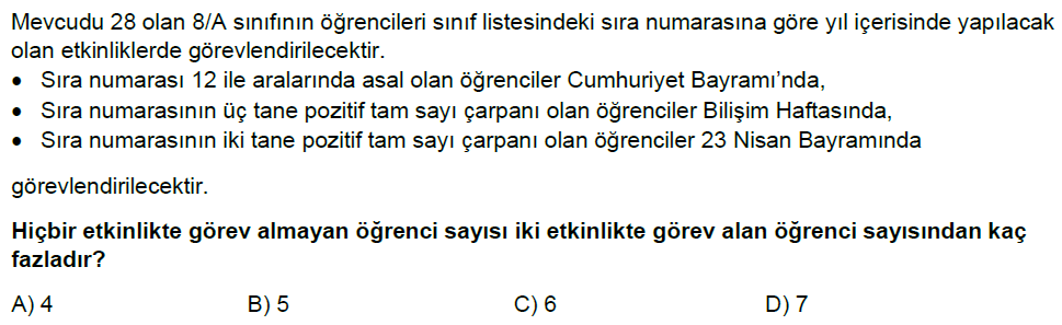 8.Sınıf Çarpanlar ve Katlar ve Üslü ifadeler Online Deneme