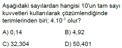 8.Sınıf Üslü İfadeler Çözümleme Online Test