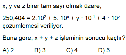 8.Sınıf Üslü İfadeler Çözümleme Online Test