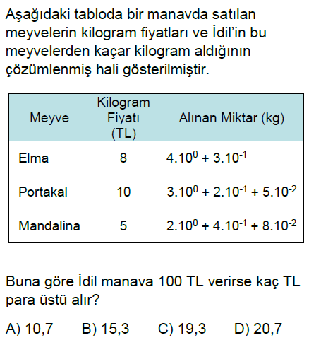 8.Sınıf Üslü İfadeler Çözümleme Online Test