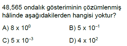 8.Sınıf Üslü İfadeler Çözümleme Online Test