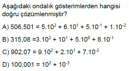 8.Sınıf Üslü İfadeler Çözümleme Online Test