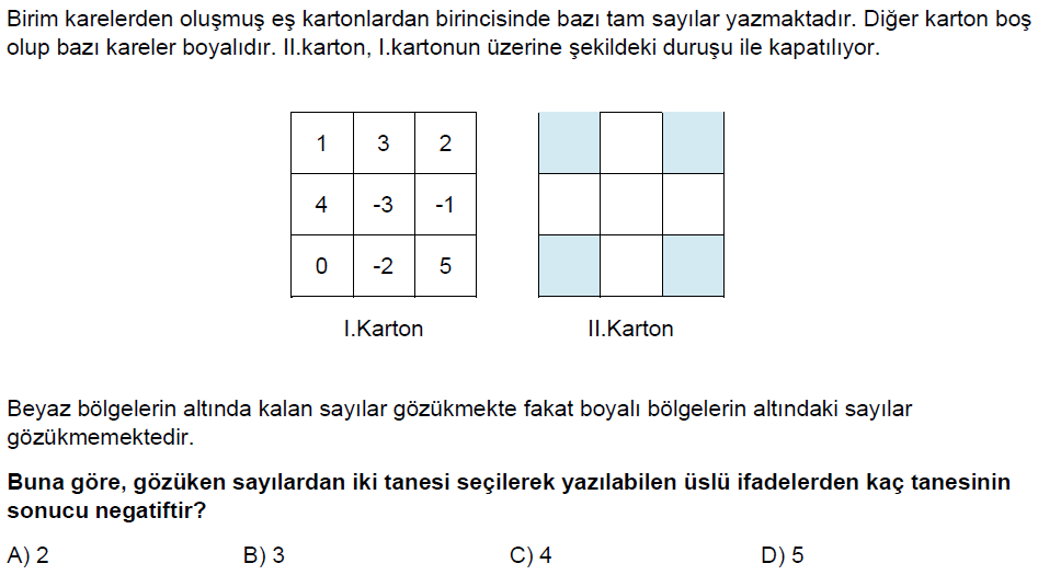 8.Sınıf Çarpanlar ve Katlar ve Üslü ifadeler Online Deneme