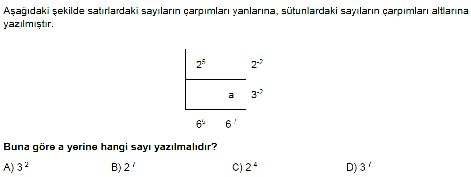 8.Sınıf Çarpanlar ve Katlar ve Üslü ifadeler Online Deneme