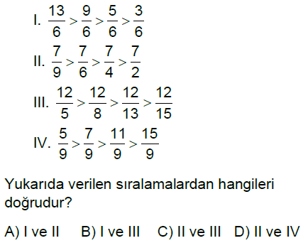 5.Sınıf Kesirler Online Test