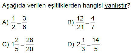 5.Sınıf Kesirler Online Test