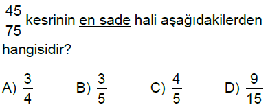 5.Sınıf Kesirler Online Test