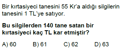 5.Sınıf Doğal Sayı Problemleri Online Test