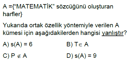 6.Sınıf Kümeler Online Test