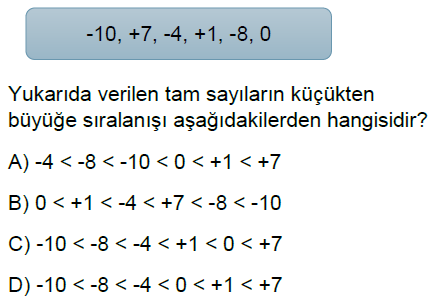 6.Sınıf Tam Sayılar Online Test