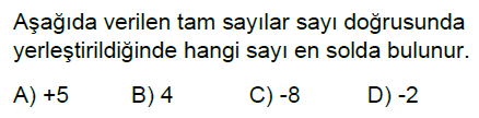 6.Sınıf Tam Sayılar Online Test