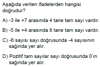 6.Sınıf Tam Sayılar Online Test