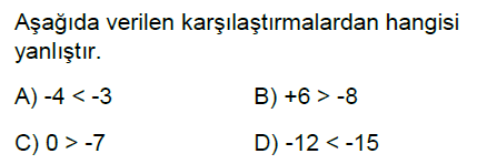 6.Sınıf Tam Sayılar Online Test