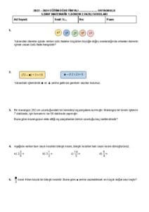 2023 - 2024 5.Sınıf Matematik 1.Dönem 2.Yazılı Soruları