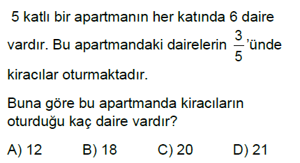 5.Sınıf Kesirlerle Hesaplamalar Online Test