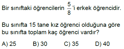 5.Sınıf Kesirlerle Hesaplamalar Online Test