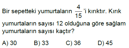 5.Sınıf Kesirlerle Hesaplamalar Online Test