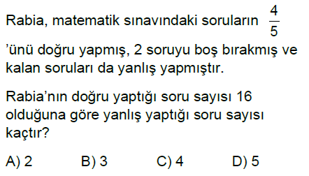 5.Sınıf Kesirlerle Hesaplamalar Online Test