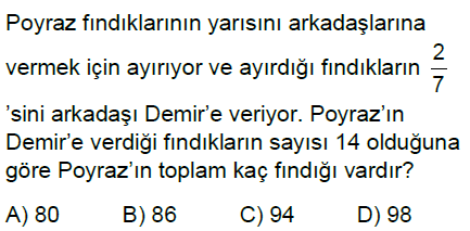 5.Sınıf Kesirlerle Hesaplamalar Online Test