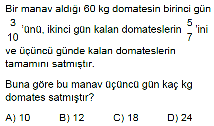 5.Sınıf Kesirlerle Hesaplamalar Online Test