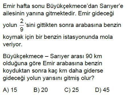 5.Sınıf Kesirlerle Hesaplamalar Online Test