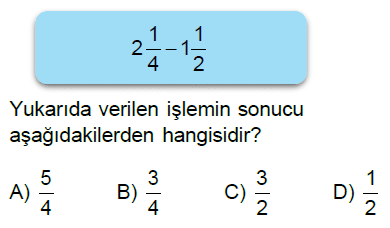 5.Sınıf Kesirlerle Toplama ve Çıkarma İşlemi Online Test