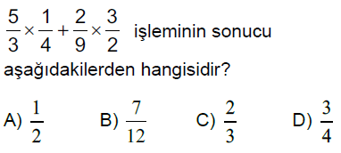 6.Sınıf Kesirlerle Çarpma ve Bölme İşlemi Online Test