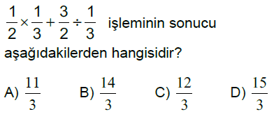 6.Sınıf Kesirlerle Çarpma ve Bölme İşlemi Online Test